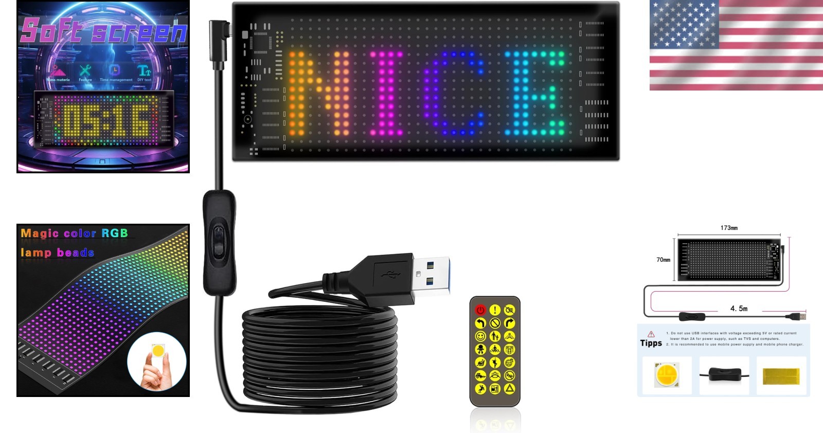 Lightweight 7”x3” Programmable LED Sign – Vibrant Advertising for All Scenes