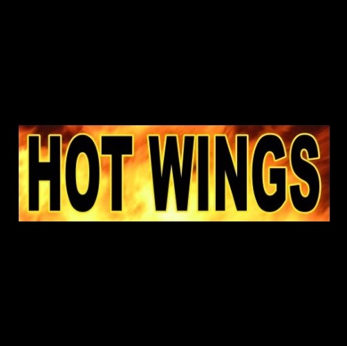 “HOT WINGS” restaurant STICKER sign, business delivery, chicken buffalo, bar pub
