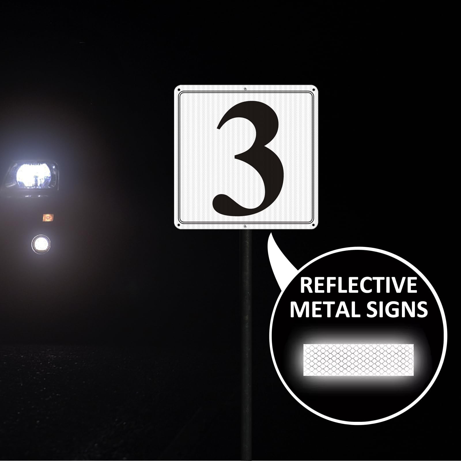 i-CowFun Premium Reflective Metal Number Signs 3 – Aluminum 12″ X 12″ Parking…