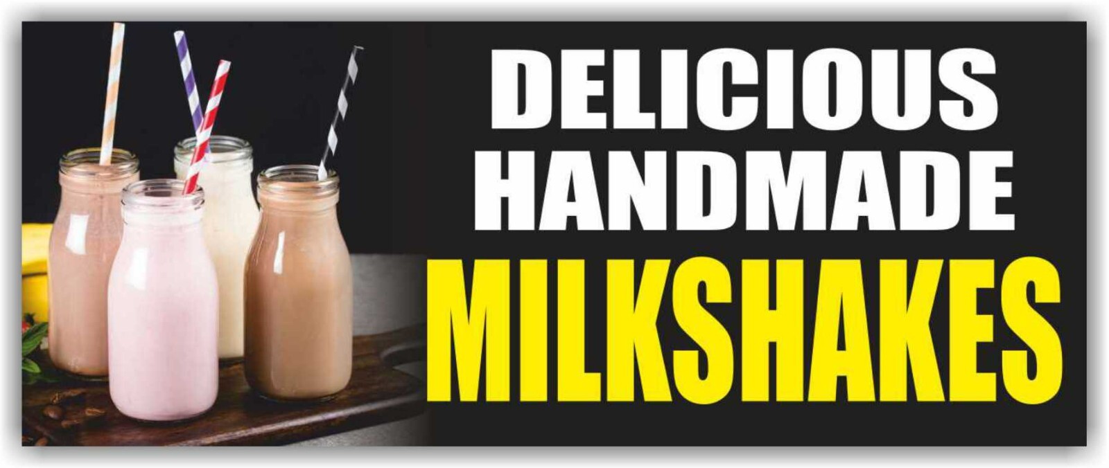 DELICIOUS HANDMADE MILKSHAKES Advertising Banner Vinyl Mesh Sign drink ice cold