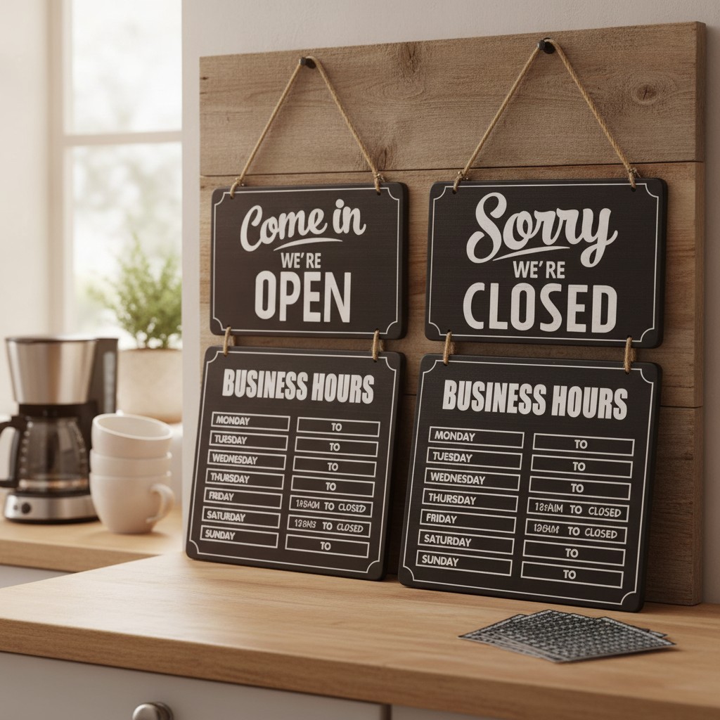 Business Hours Sign Hnging Open nd Closed Mrk Wooden Double Sided with Time S…