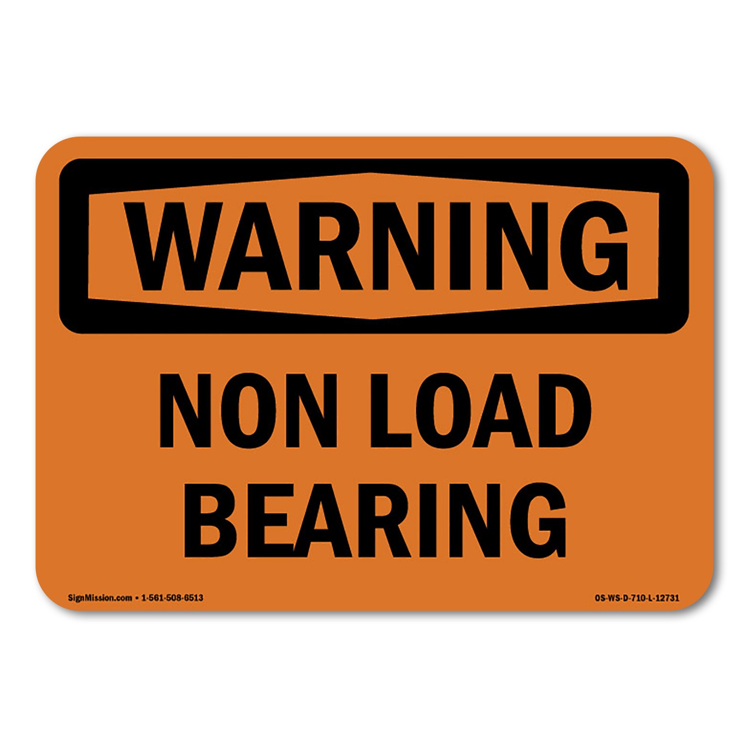 Non Load Bearing ANSI Warning Sign Metal Plastic Decal