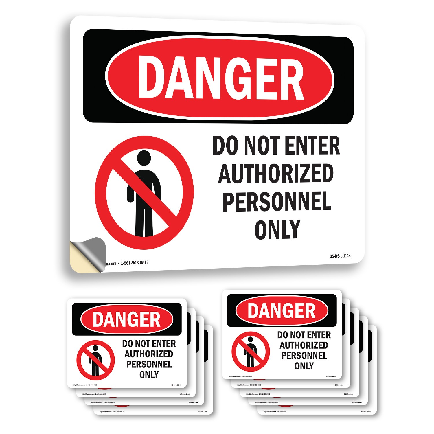 Do Not Enter Authorized Personnel Only OSHA Danger Sign Or Decal – 5 or 10 Pack