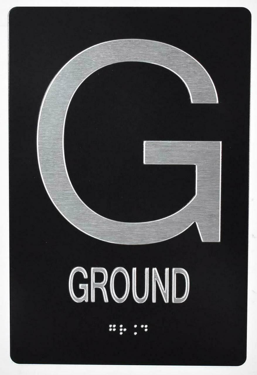 Ground Floor Sign – 6″x9″ Sign -(Aluminum, Black, 6×9)-REF24-1027