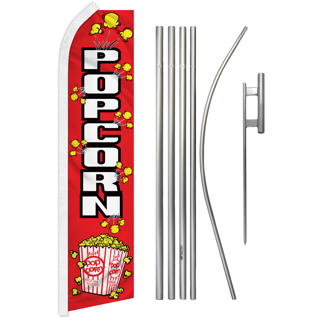 Popcorn Swooper Flutter Feather Advertising Flag Kit Concessions Food Flag