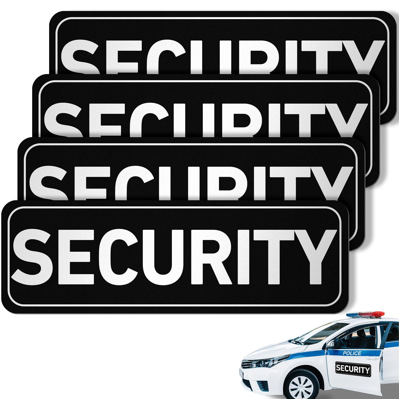 4 Pcs Magnetic Security Signs 18″x6″ Reflective Heavy Duty Car Truck Patrol Deca