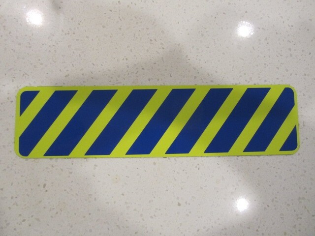 CAUTION Stripes Yellow & Blue Vehicle Magnetic Sign 3×12″ for Car Truck Van SUV