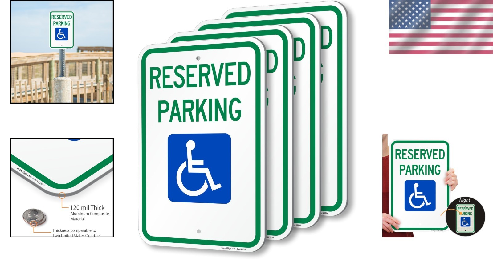 Set of 4 Reflective Reserved Parking Signs