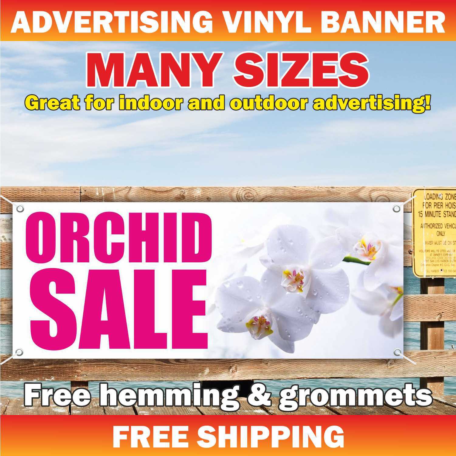 ORCHID SALE Advertising Banner Vinyl Mesh Sign Flower Shop Florist Gifts Sale