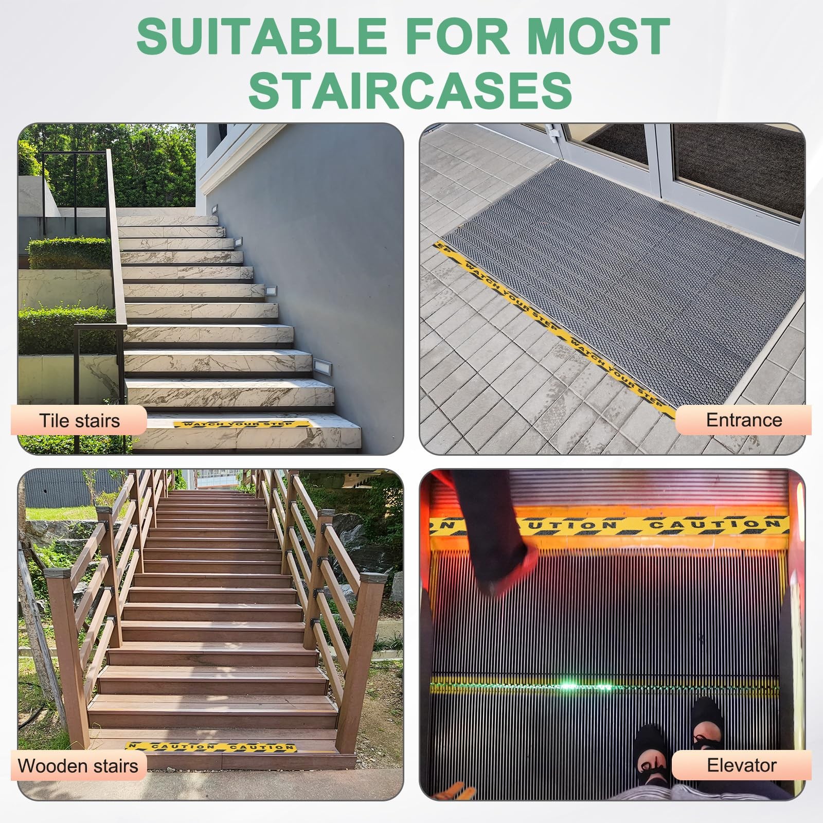 2 Pcs WATCH YOUR STEP+CAUTION Floor Decals Stickers 2 x 197 Inch CAUTION Sign…