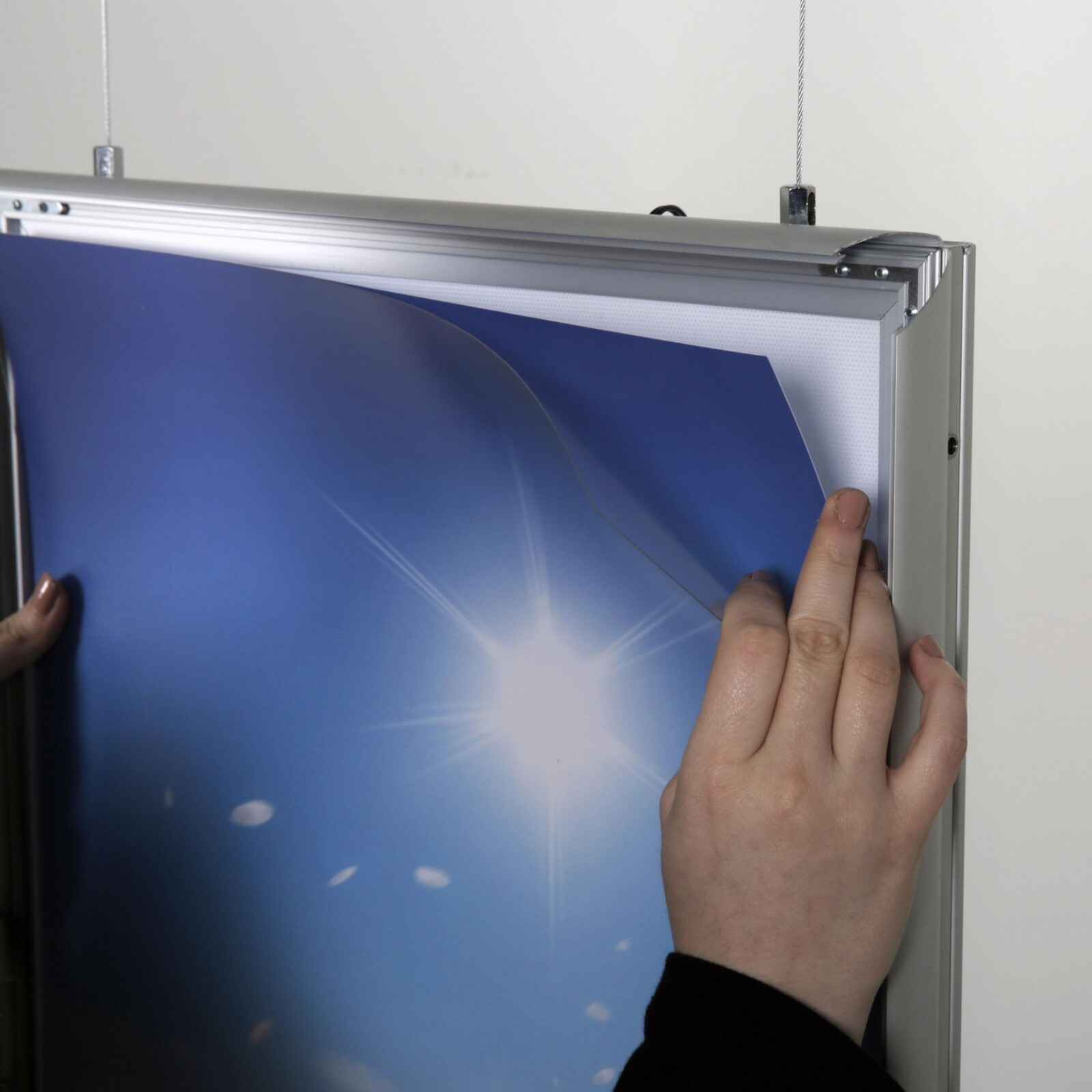 LEDbox Double Sided LED Backlit Poster Frame 34×46″ Silver Aluminum Sign Holder