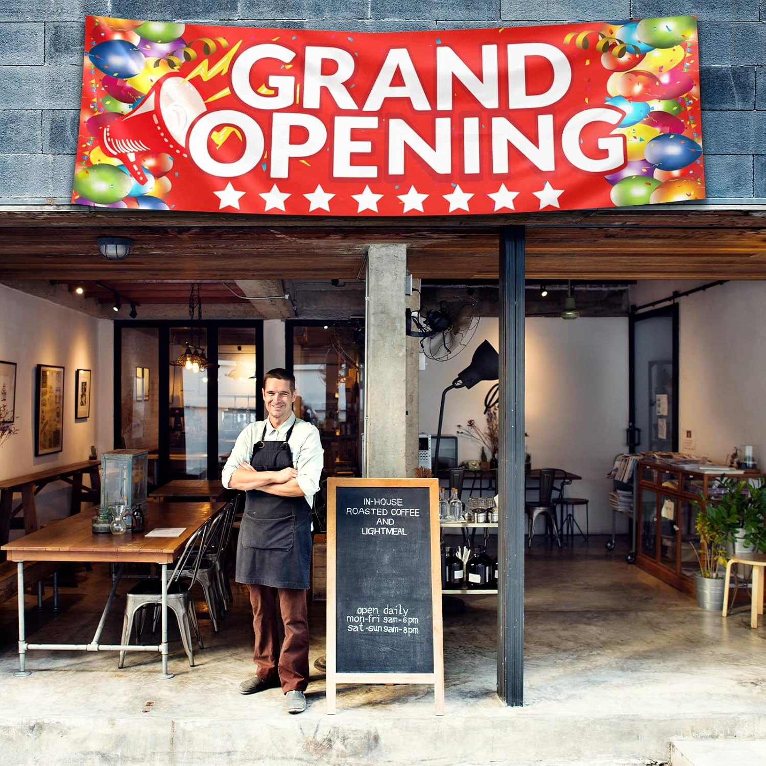 Grand Opening Banner, 3 X 10 Ft New Store Grand Opening Sign and Rope, Oxford Cl
