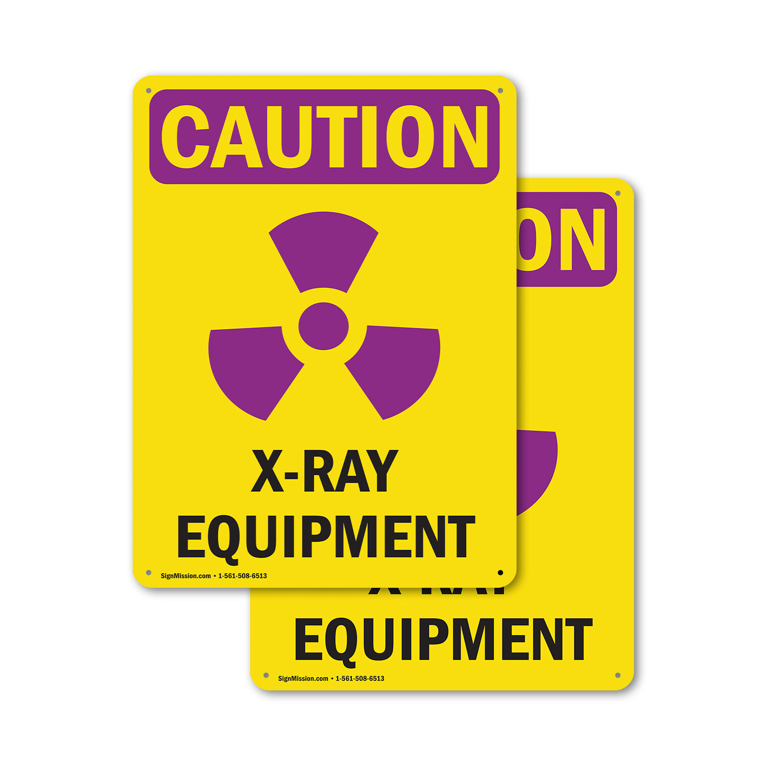 (2 Pack) X-Ray Equipment With Symbol OSHA Caution Radiation Sign Decal Metal