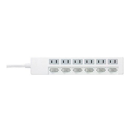 Buffalo BUFFALO 2-pin power strip with 6 outlets and individual switches 1m cord