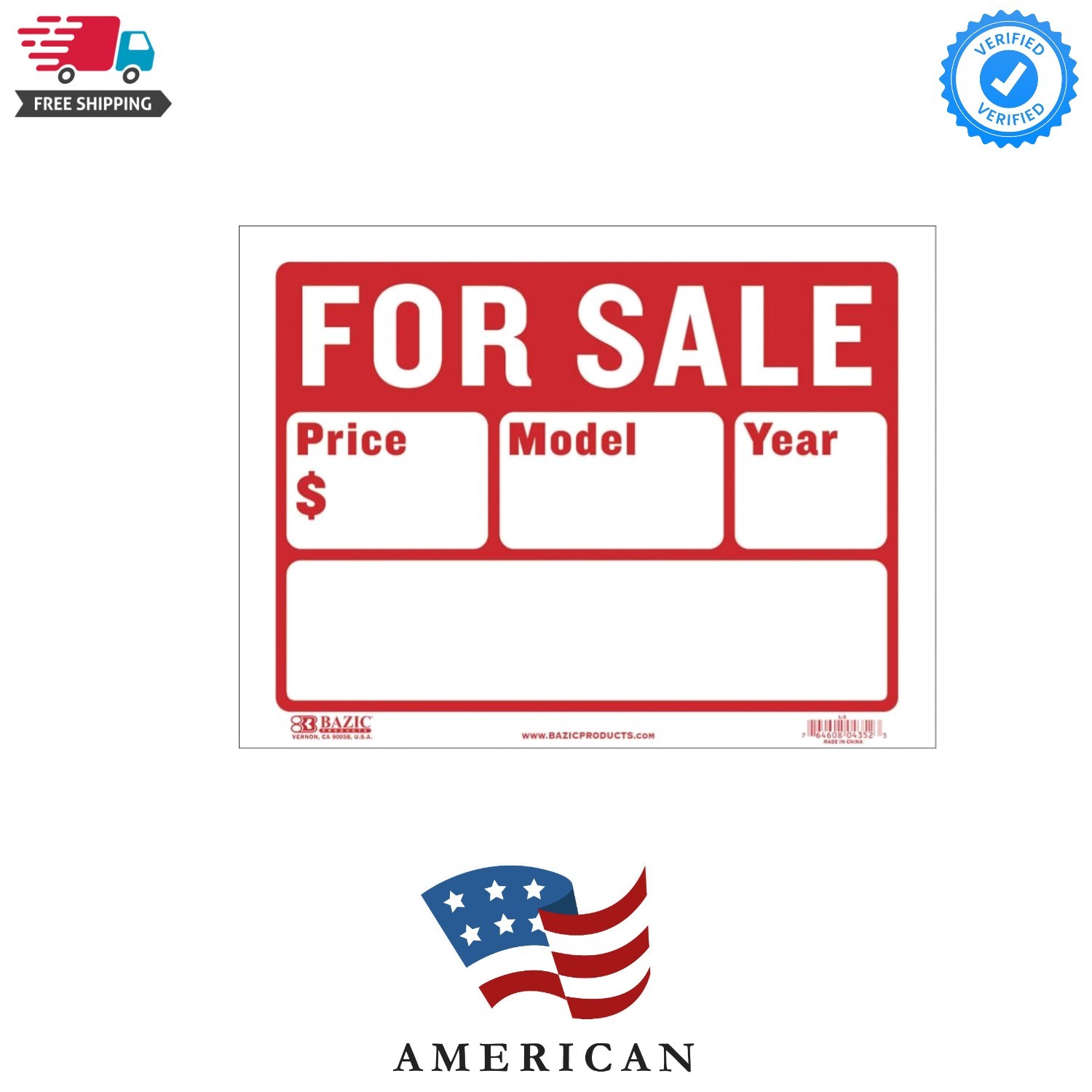 BAZIC 9″ X 12″ For Sale Sign 2-Line