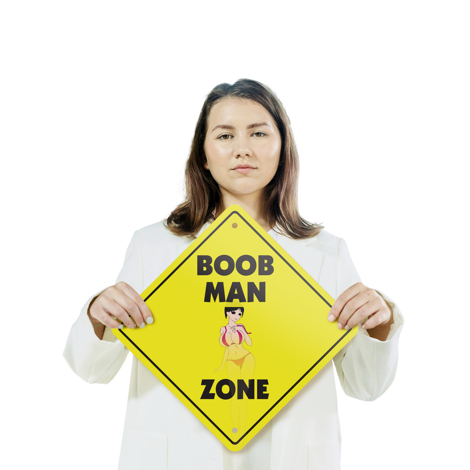 Boob Man (3 Pack) Plastic Street Sign Crossing Warning Vintage Rustic Beware