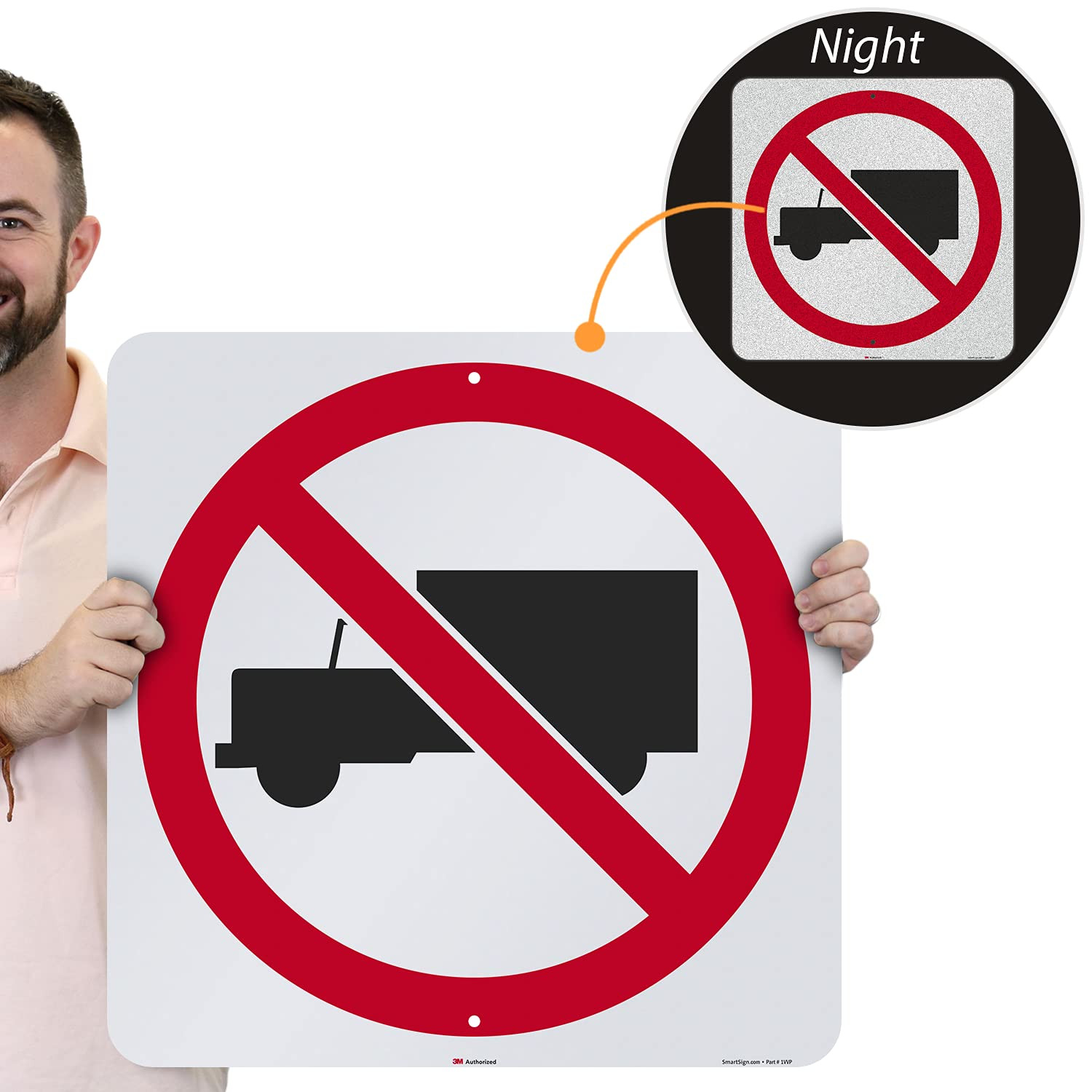 Reflective No Trucks Metal Sign – 24×24 Inch, Durable Aluminum, Red/Black/White