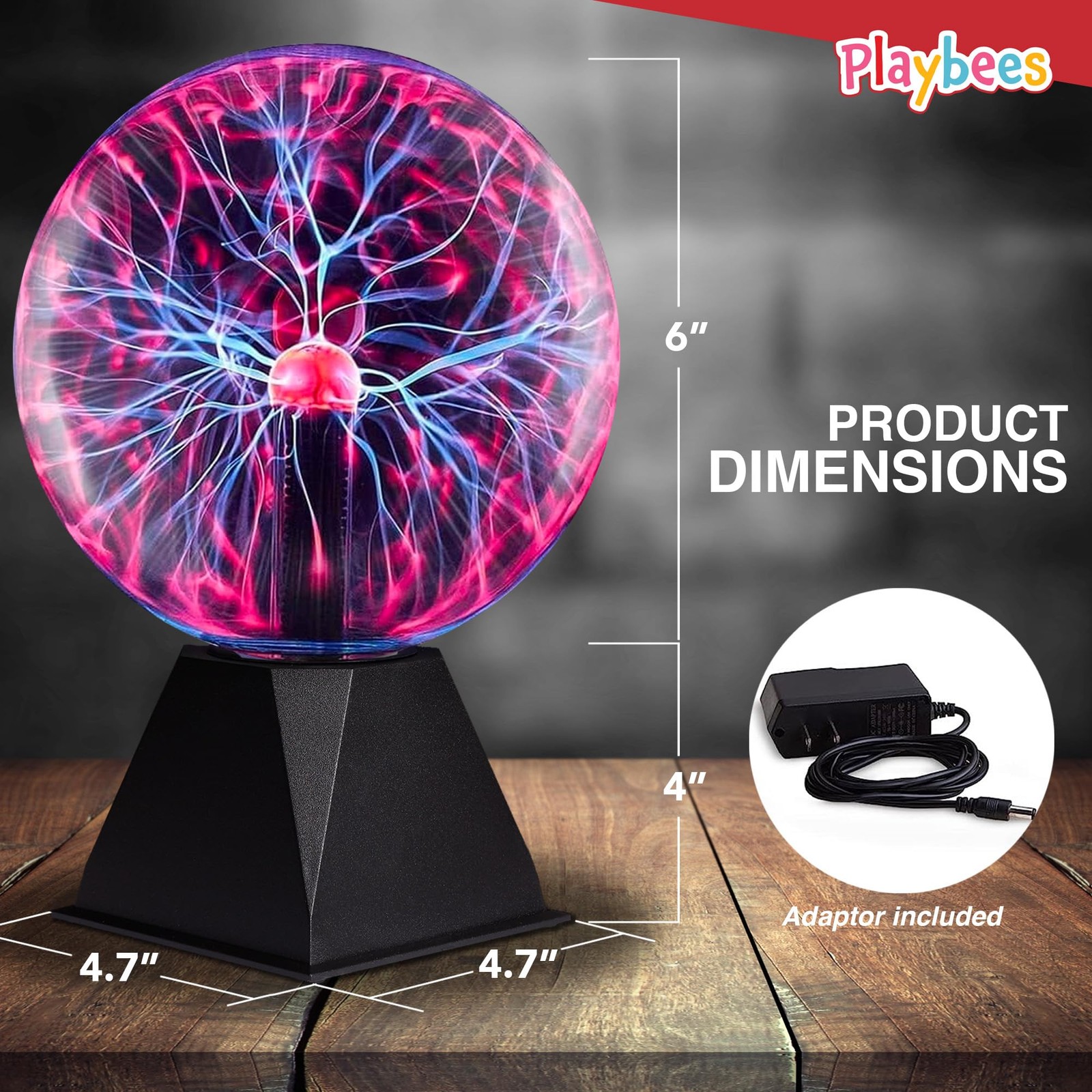 Playbees Red Plasma Ball – 7 Inch – Tesla Coil Bulb Static Electricity in