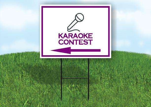 KARAOKE CONTEST PURPLE ARROW Yard Sign Road with Stand LAWN SIGN Single sided