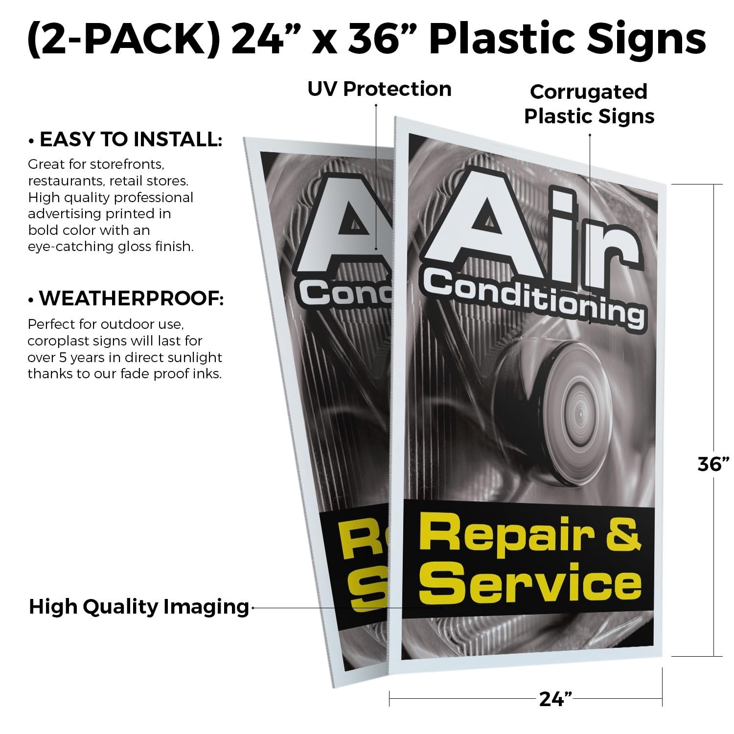 SignMission CSB-2436-2PACK-30452 24×36 in 2-Pack Corrugated Plastic Signs