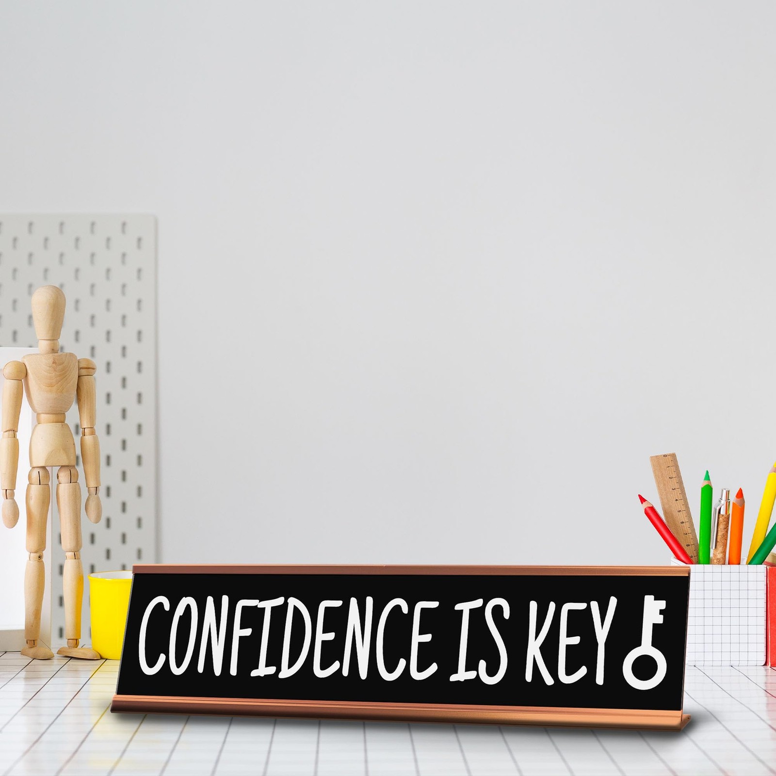 Confidence Is Key Desk Sign (2×10″) | Funny Office Decor
