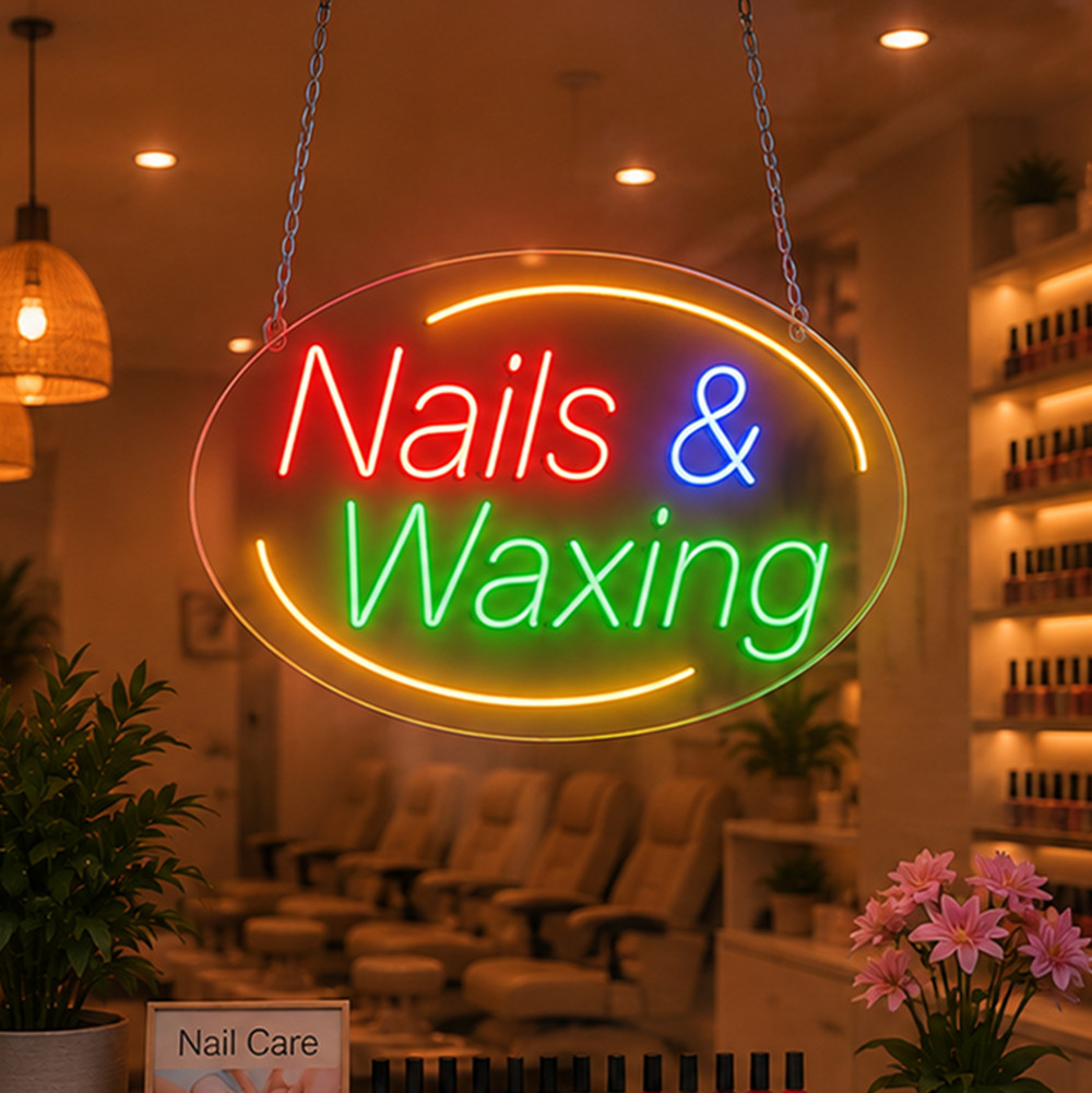 Nails & Waxing LED Neon Sign 28″L x 16″H #34018