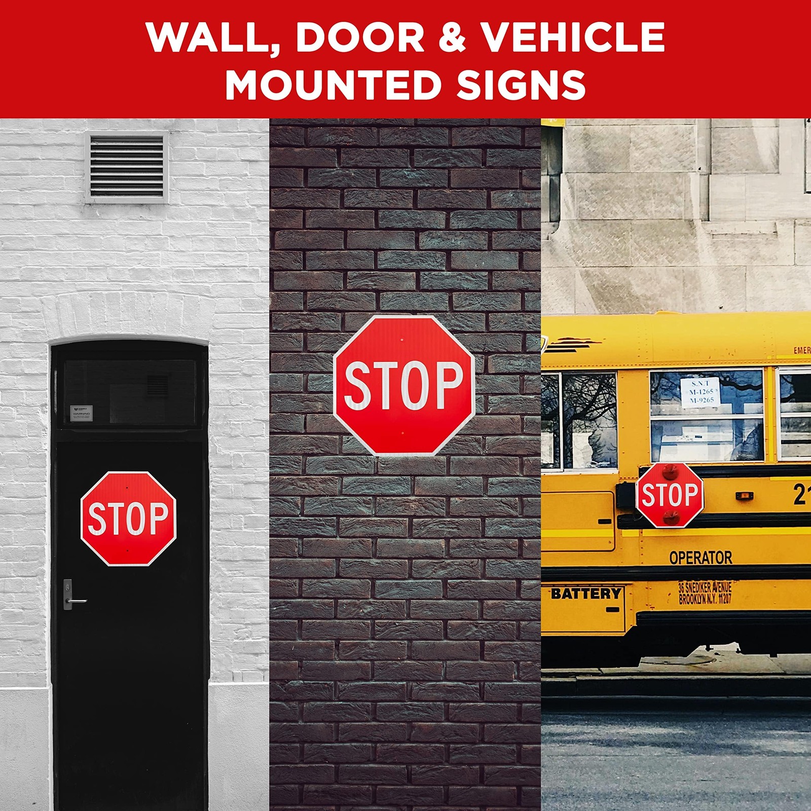 3 Pack Large Stop Sign 24 x 24 Inches – High Intensity Prismatic Aluminum – U…