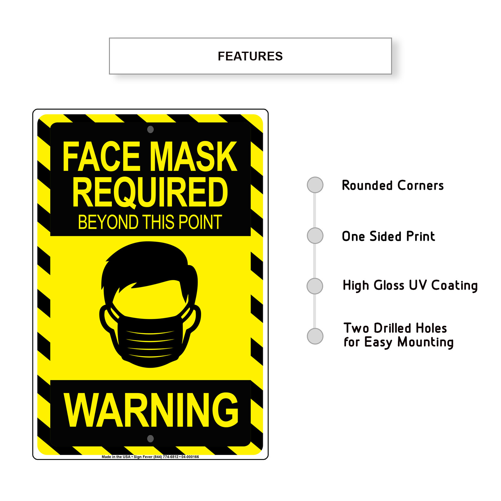 Warning Face Mask Required Beyond This Point Door Or Window Aluminum Metal Sign