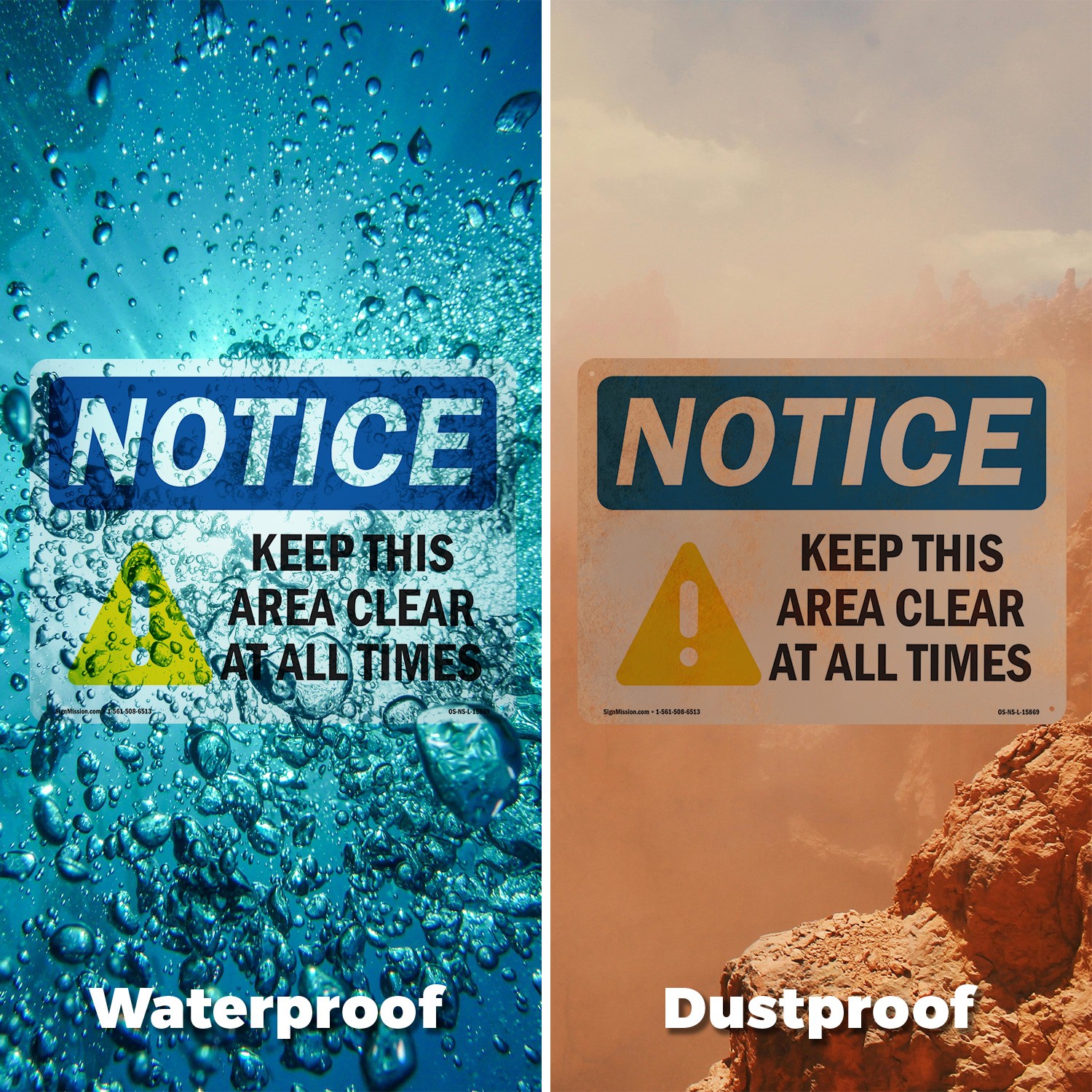 Keep This Area Clear At All Times OSHA Notice Sign Metal, Decal – 5 or 10 Pack