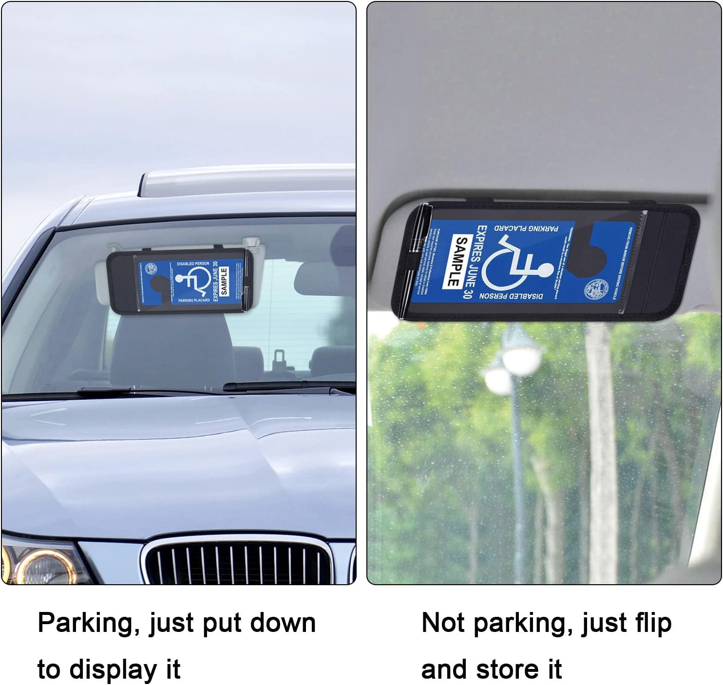 Handicap Placard Holder for Auto, Disabled Parking Permit Sign Protector for Ca