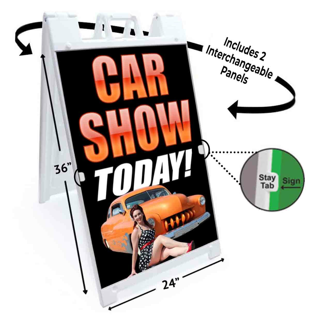 Car Show Today Signicade 24×36 A Frame Sidewalk Sign Double Sided