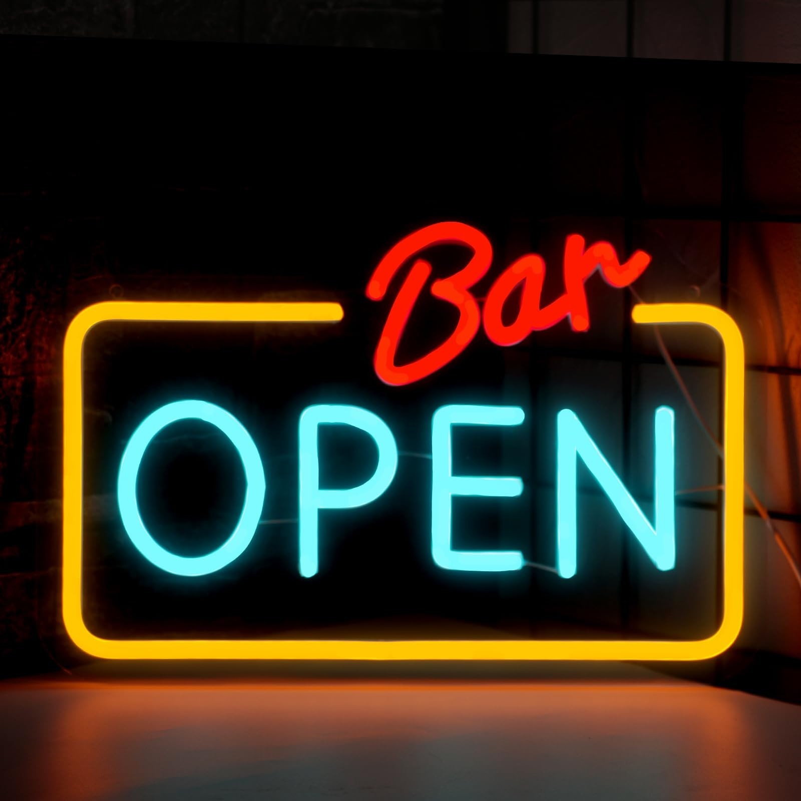Bar Open Neon Sign for Business, Light up Open Signs for Wall Decor, Dimmable…