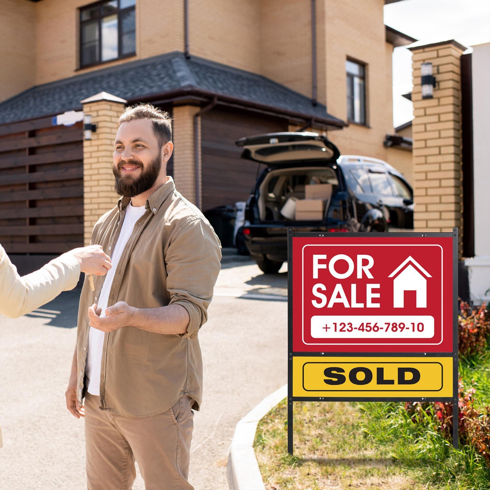 Real Estate Yard Sign Realtor for Sale Yard Sign Open House Sign 42″ Black Metal