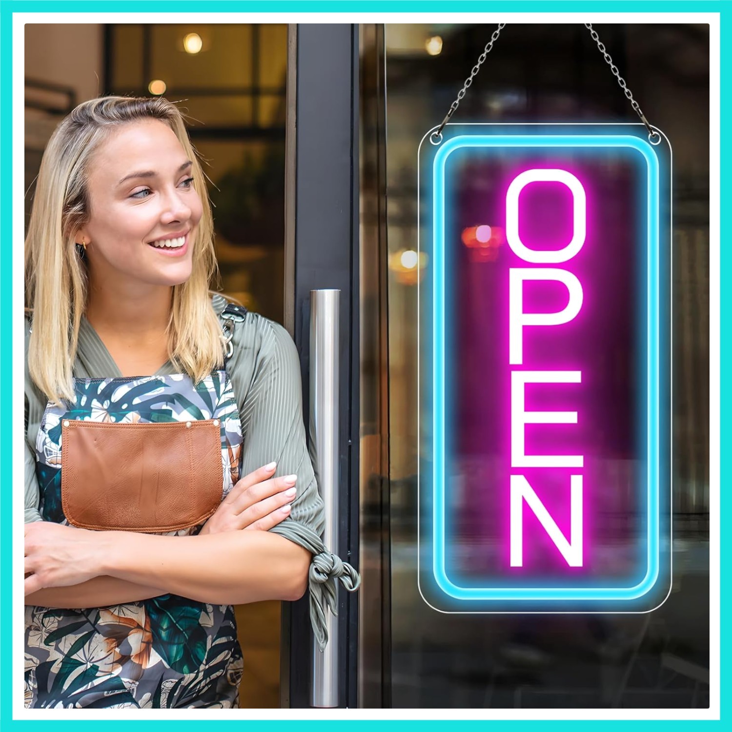 Neon Open Sign 16”x9”, Super Bright LED Open Signs for Business, Adjustable…