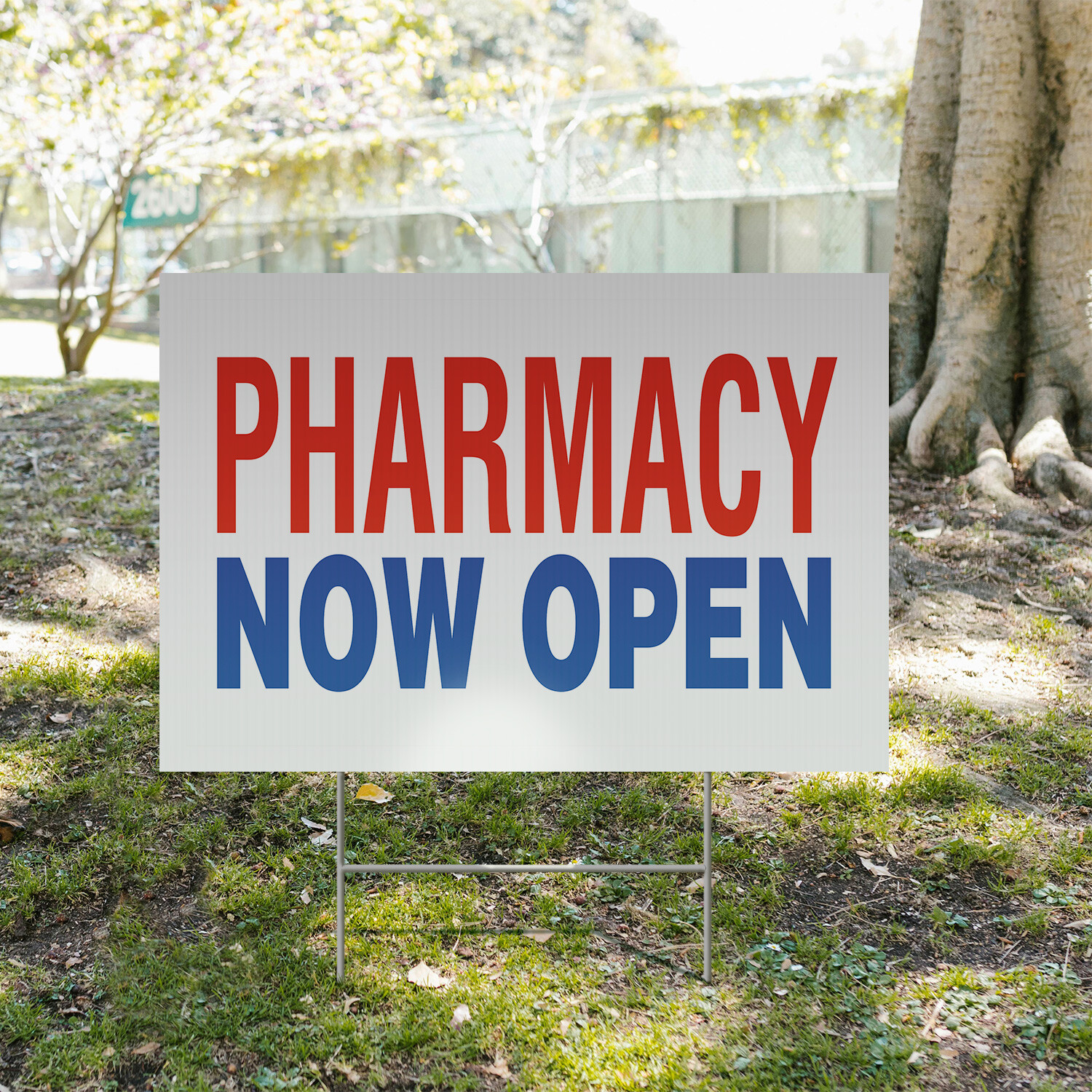 Pharmacy Now Open Yard Sign Grand Opening, Medication Services, Reliable Care
