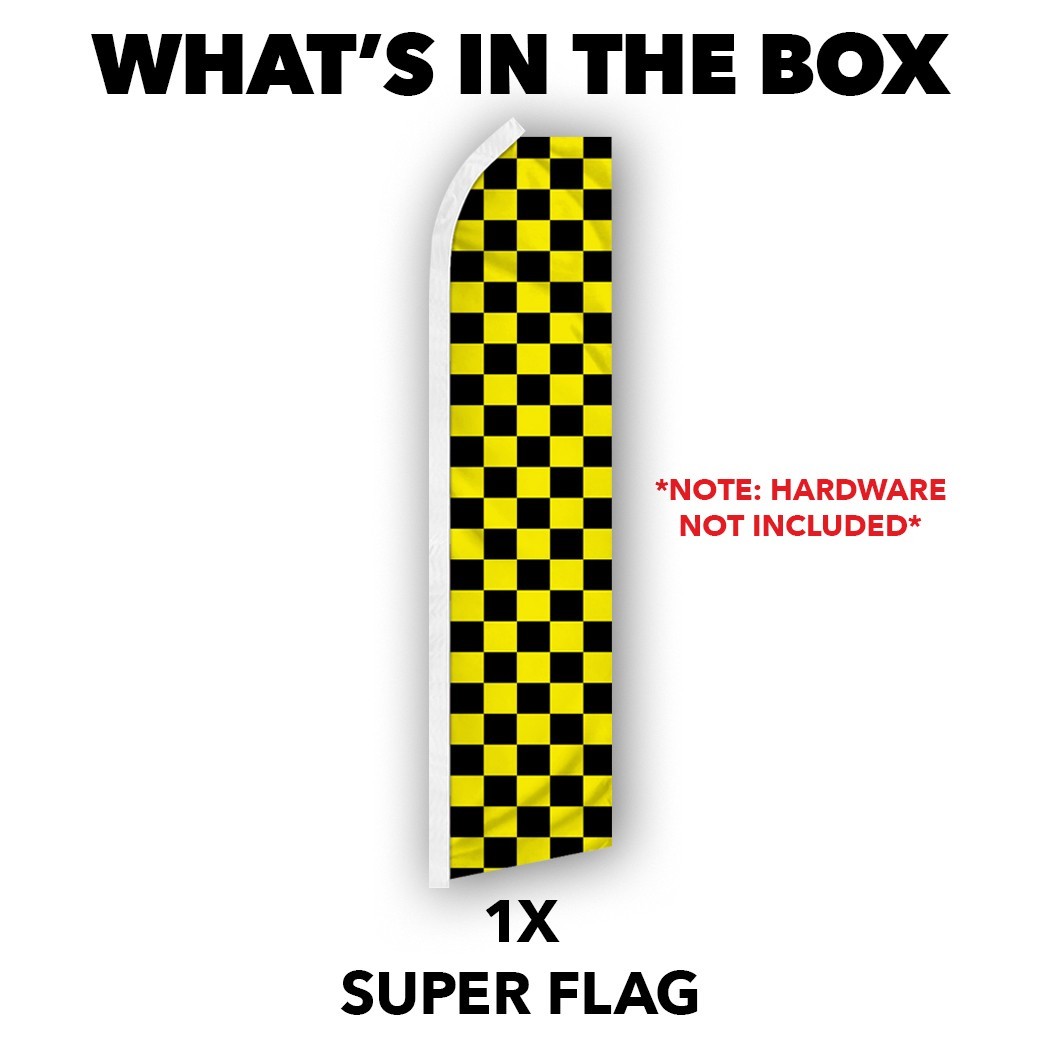 Black & Yellow Checkered Advertising Swooper Feather Flutter Flag Racing