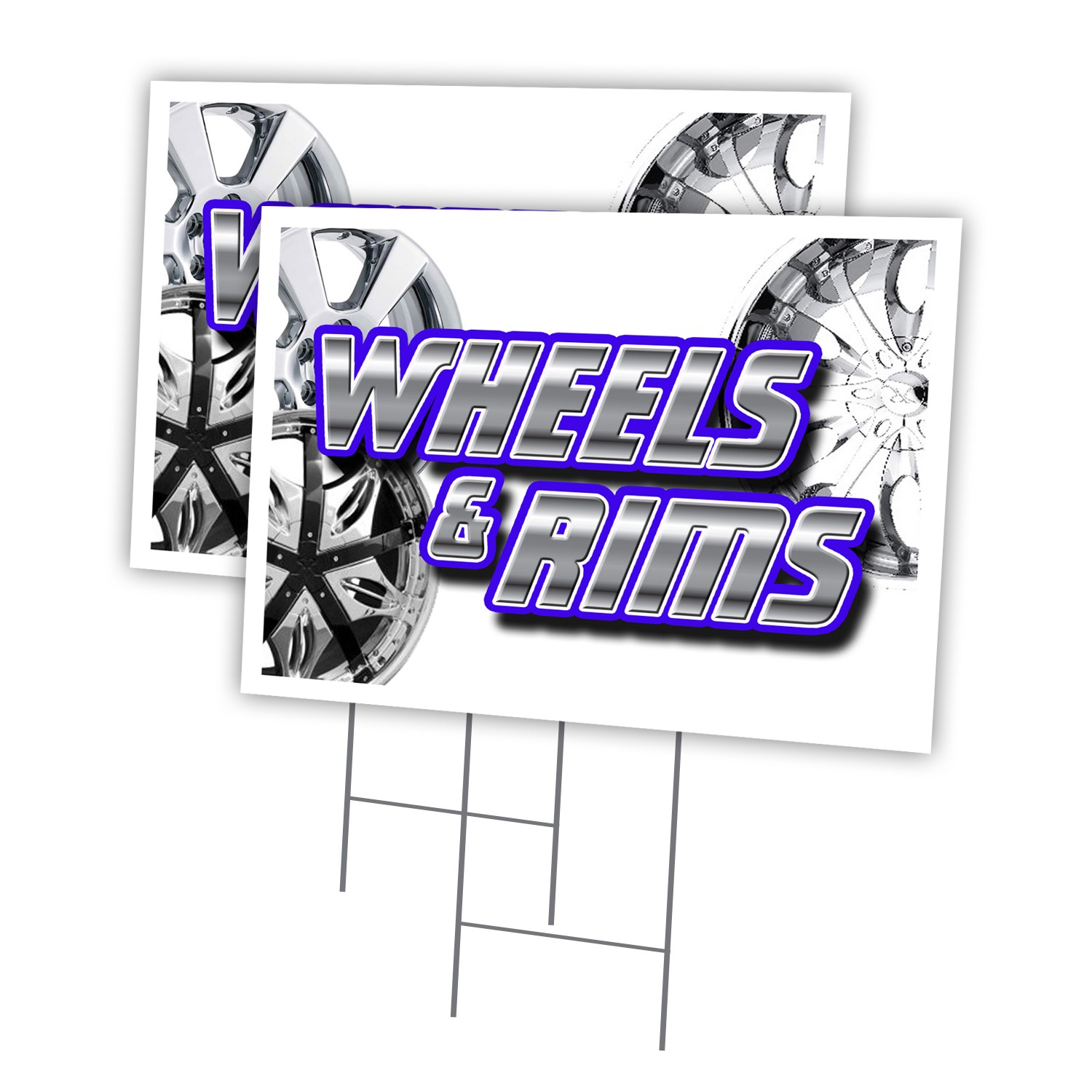 Wheels & Rims Multi-Pack of Yard Signs & Stake outdoor plastic coroplast window