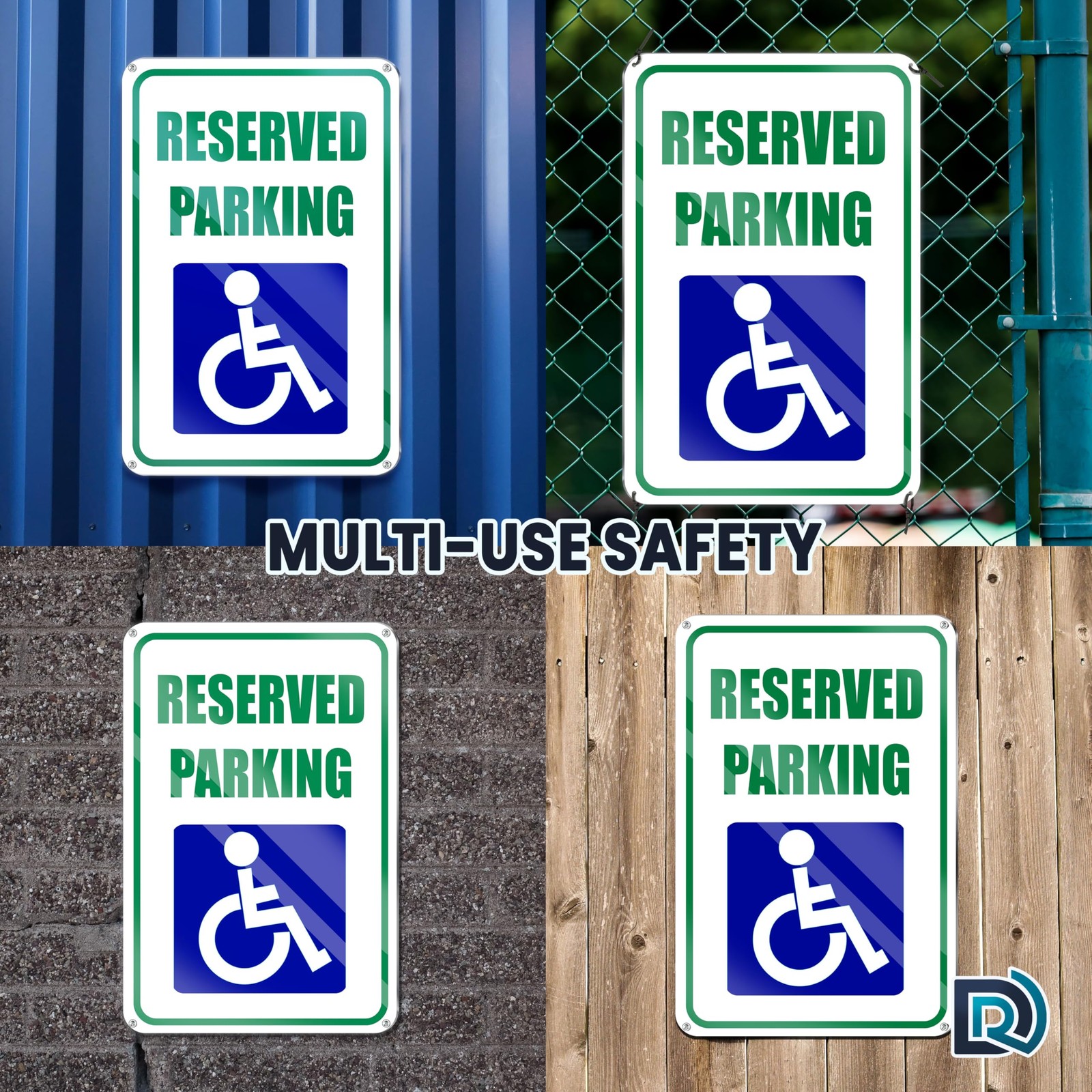 2 PC Handicap Reserved Parking Signs, 8×12 Reflective Aluminum Disabled Parki…
