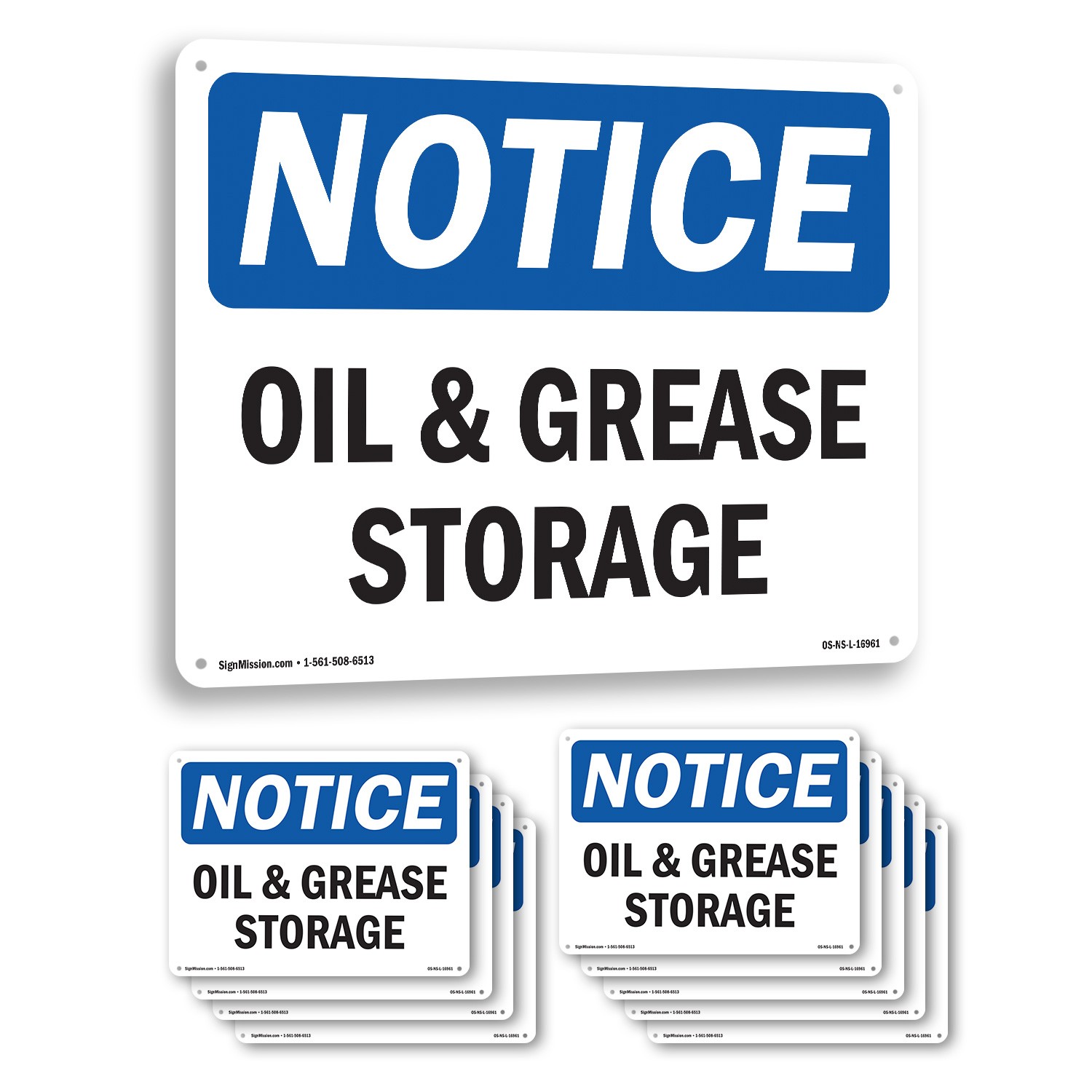 Oil And Grease Storage OSHA Notice Sign Metal, Plastic, Or Decal – 5 or 10 Pack