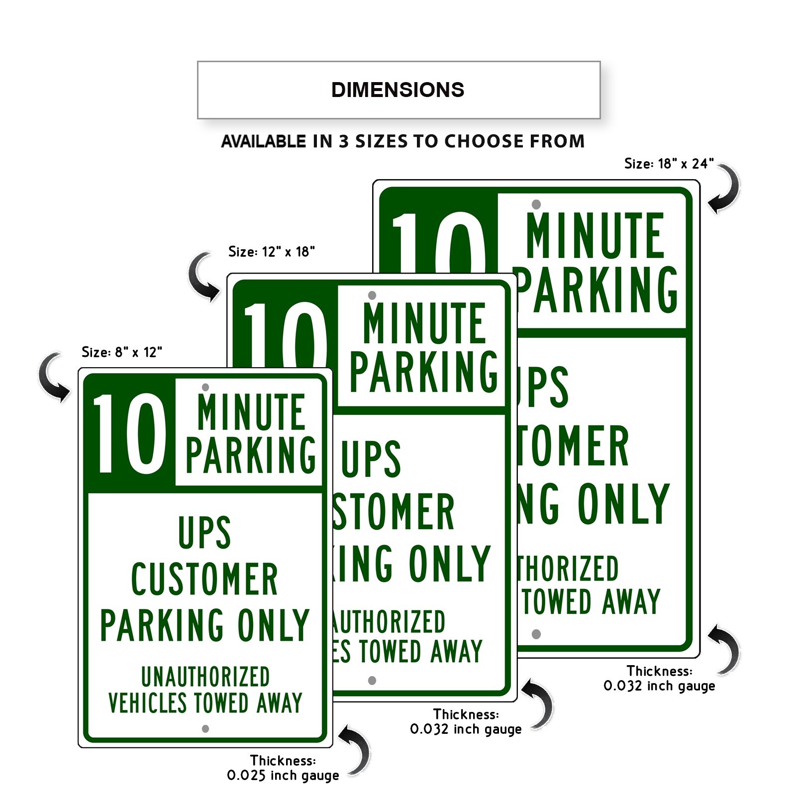 10 Minute Parking UPS Customer Parking Only Unique Novelty Aluminum Metal Sign