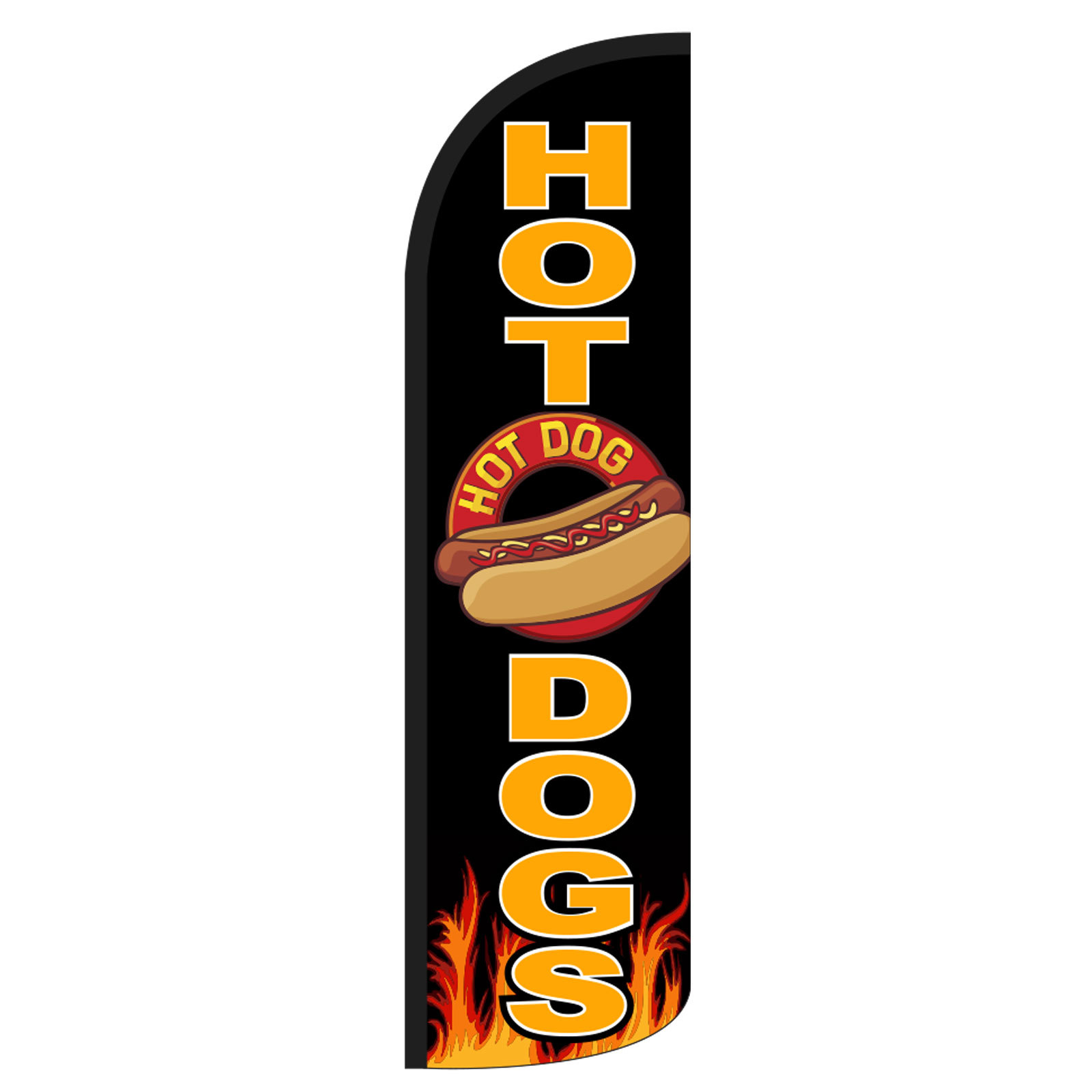 Hot Dogs Banner Flag Sign Display Only Flutter Feather Windless Swooper 3′ Black