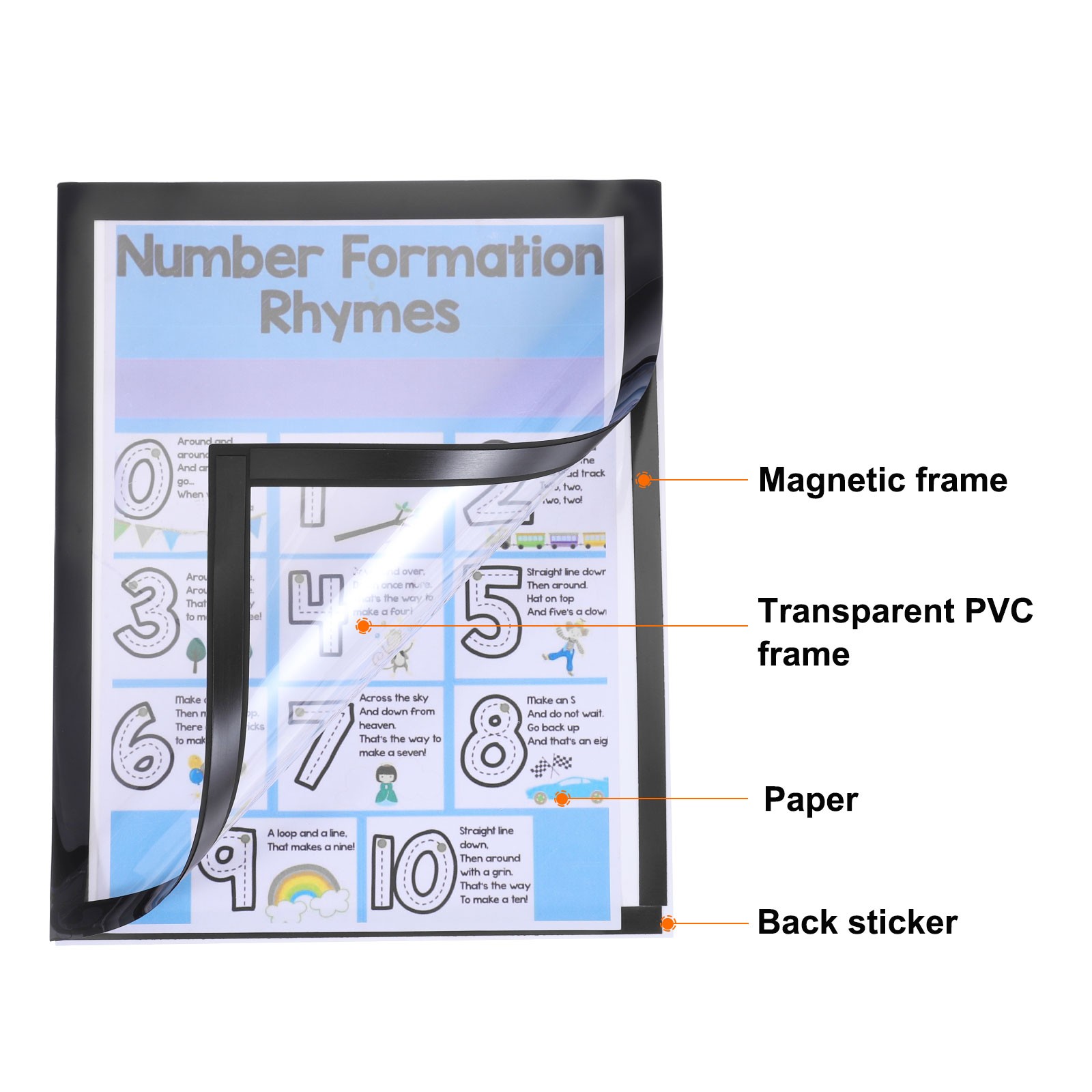 30pcs Self Adhesive Magnetic Wall Sign Holder, 5″x7″ Frame Display,Black