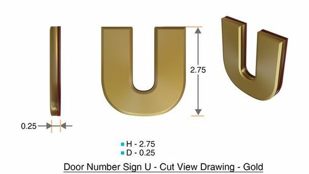 1 PCS – Apartment Number Sign/Mailbox Number Sign,Letter U(Gold,3D…-REF24-1027