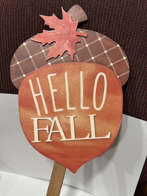 Hello Fall Acorn Shaped Yard Stake Wood 9-1/8w x 27-3/4T