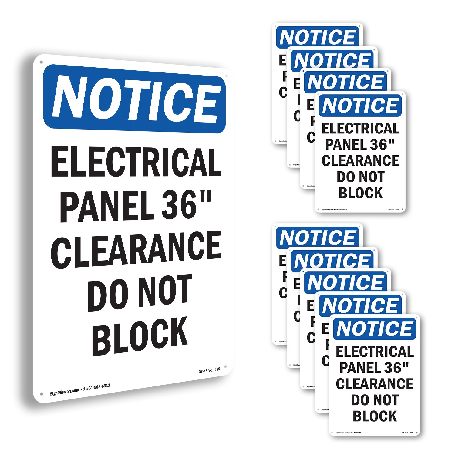 Electrical Panel 36 Clearance OSHA Notice Sign Metal Plastic, Decal 5 or 10 Pack