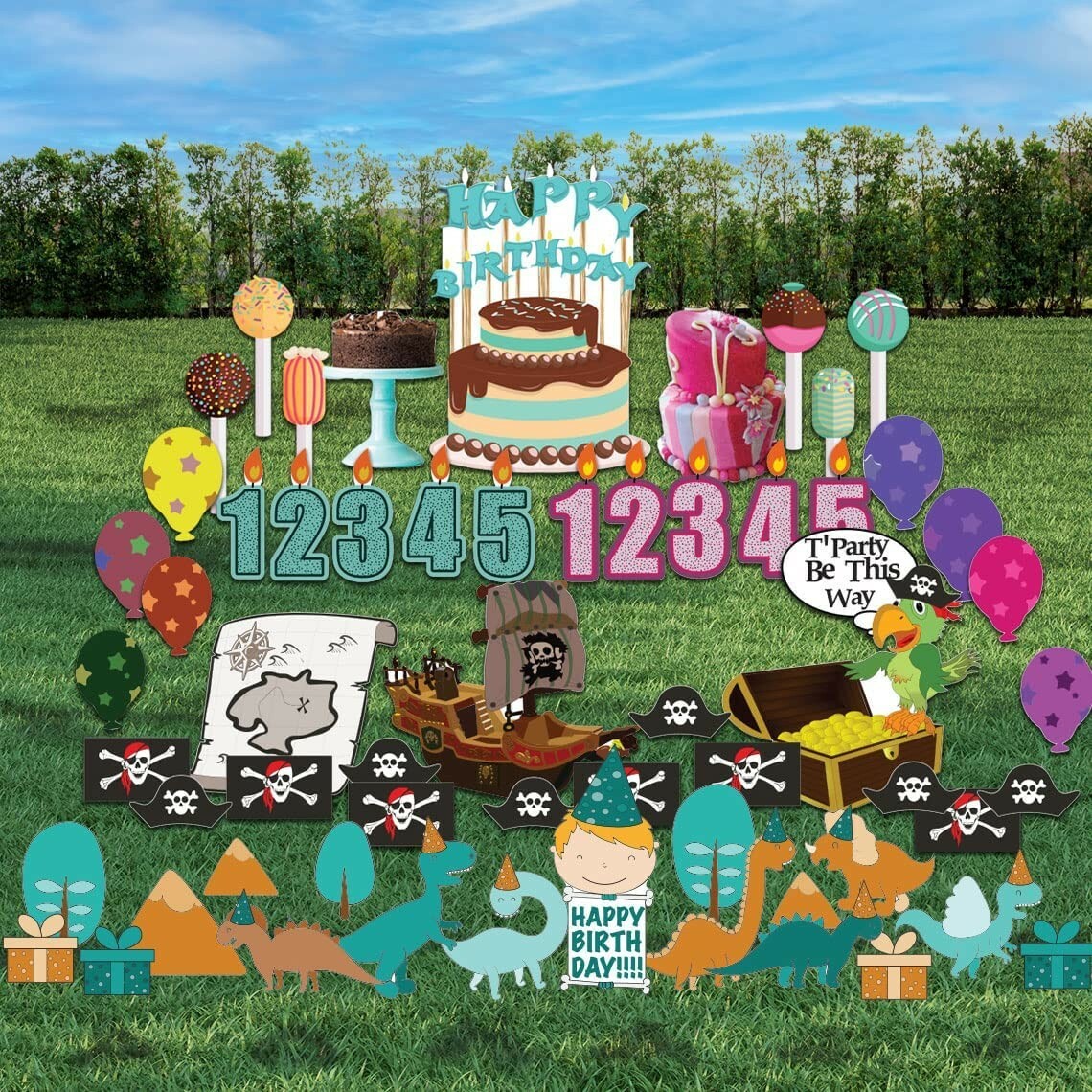 Youth Birthday Yard Card Rental Business Startup Kit, 100 Short & 25 EZ Stakes