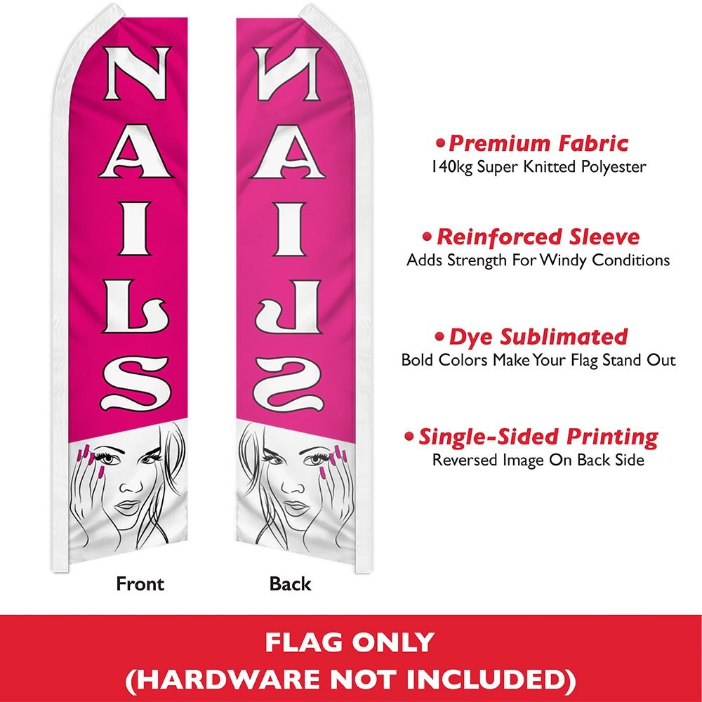 Nails Advertising Swooper Feather Flutter Flag Nail Salon Beauty