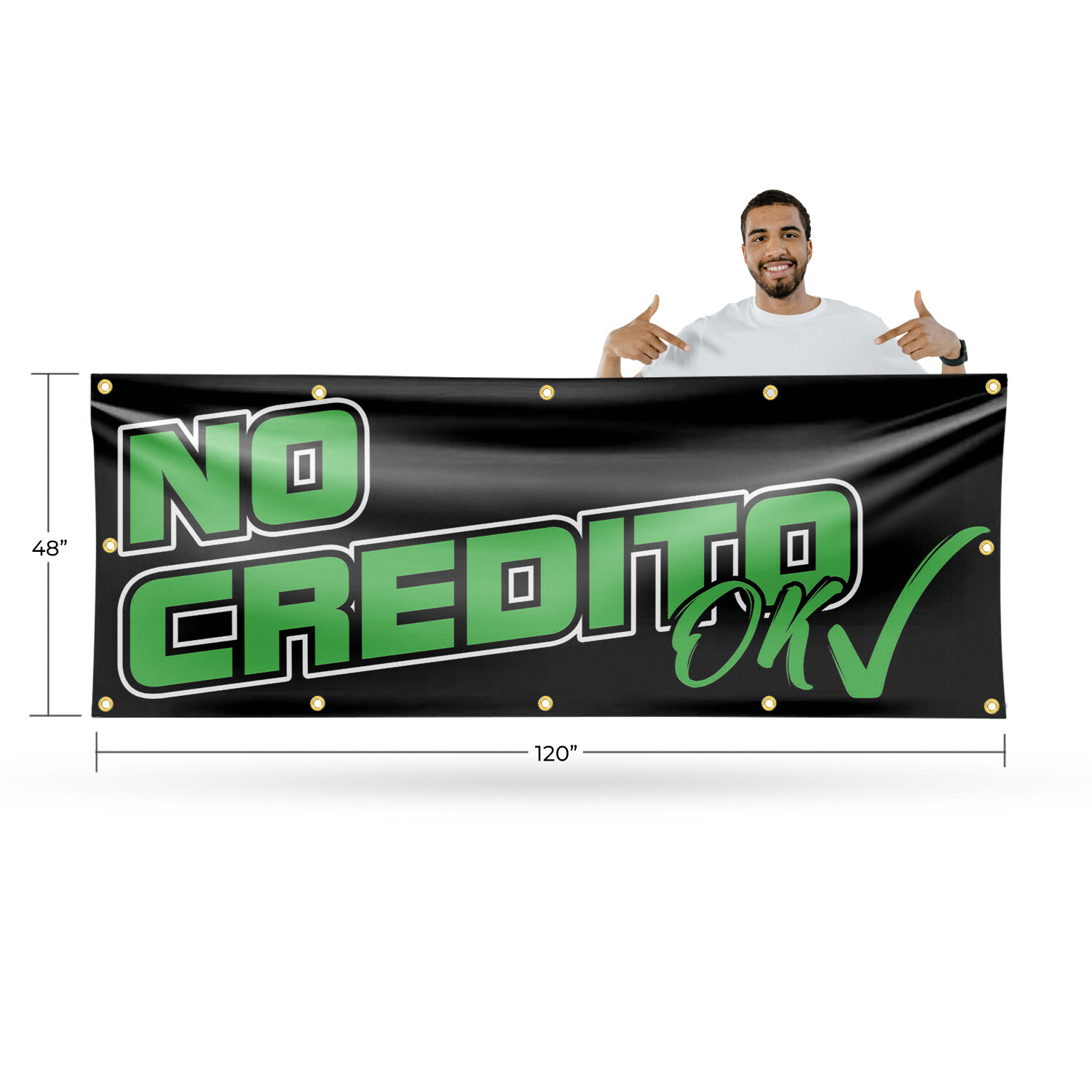 No Credito Ok Vinyl Banner Sign with Metal Grommets Heavy-Duty Single-Sided