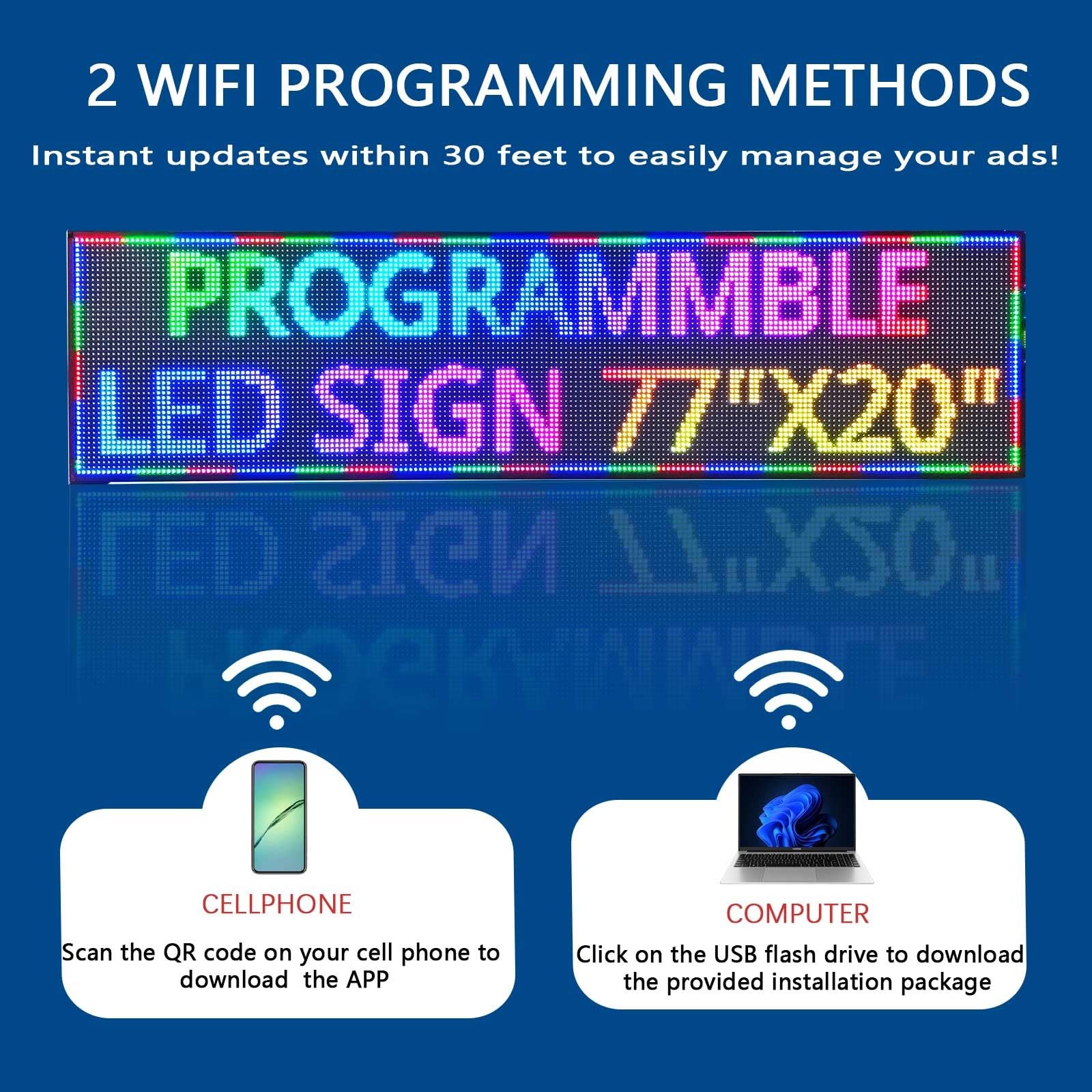 HS Programmable Scrolling Led Sign Digital Signs Outdoor WaterproofP10 77’’x20’’