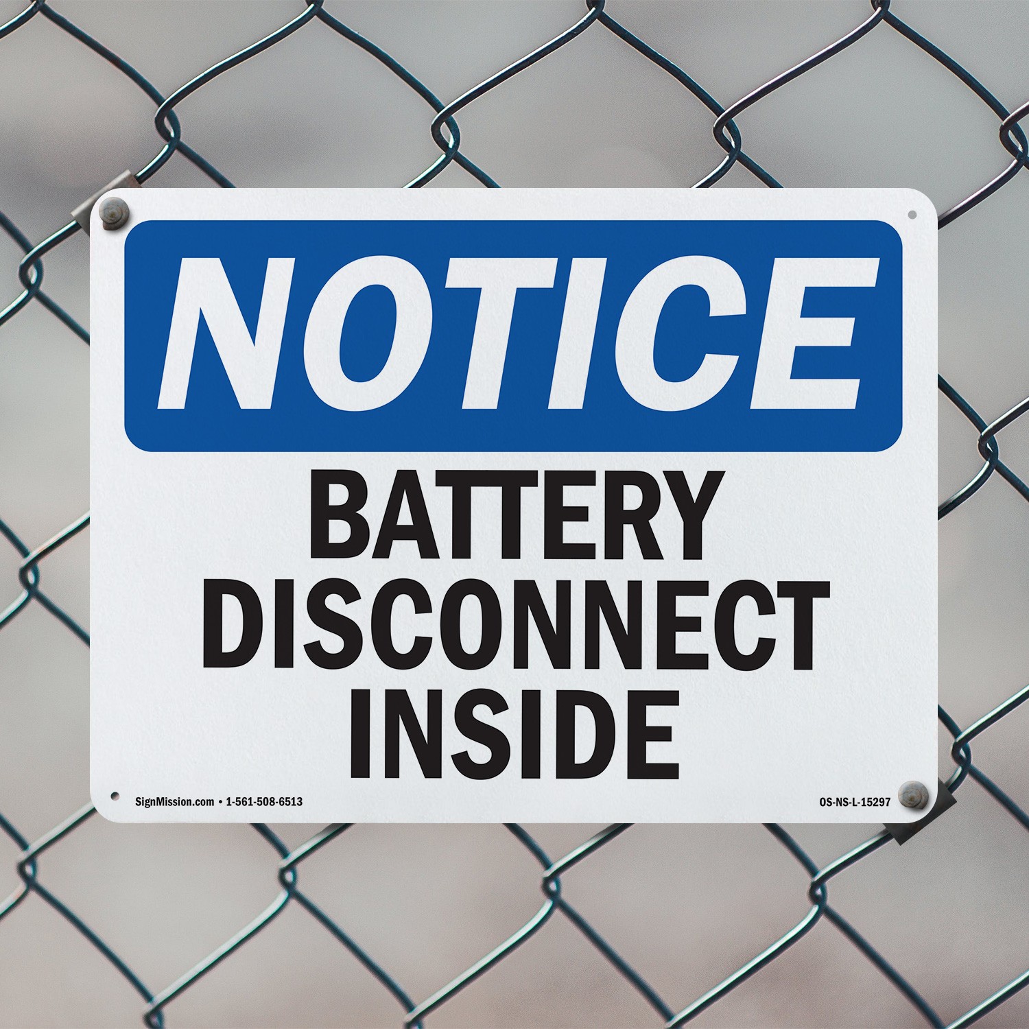 Battery Disconnect Inside OSHA Notice Sign Metal Plastic Or Decal – 5 or 10 Pack